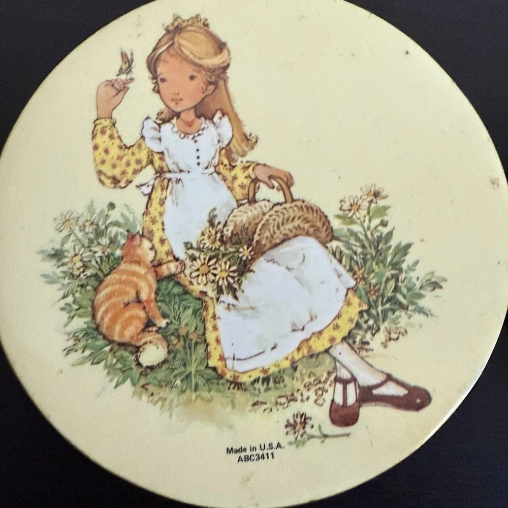 Vintage Holly Hobbie Coaster Set‎ (6) 70s 80s Cork Bottom Kitten Cat Flowers USA